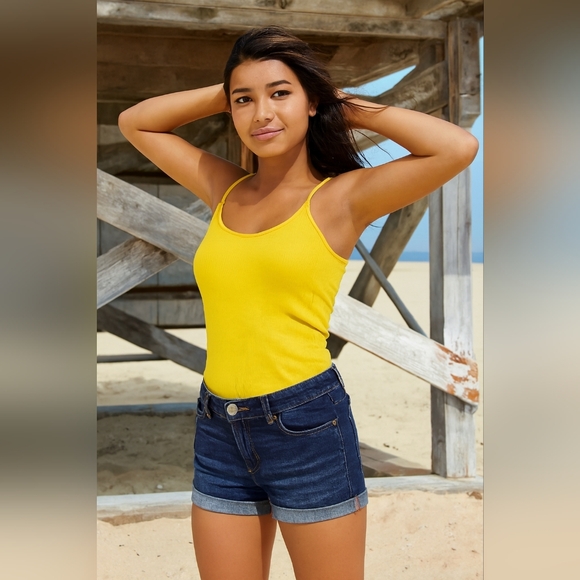 Wonder Nation Girl's Blue Denim Cuffed Jean Shorts size 18 - Picture 1 of 10